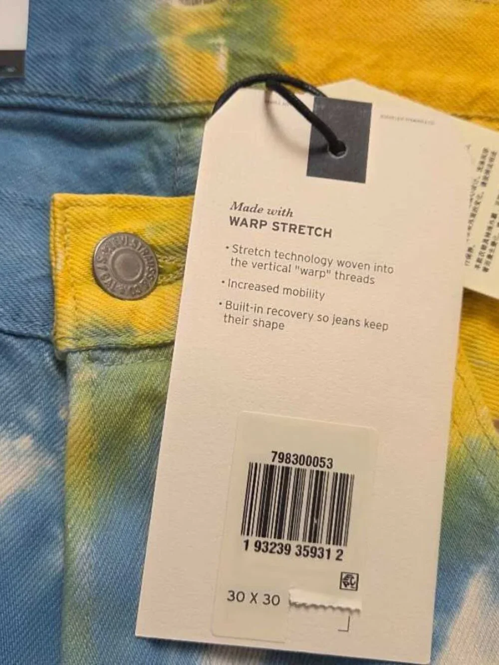 New 30x30 Levi's Tie Dye 501 '93 Straight fit jeans in Haight Surfer denim